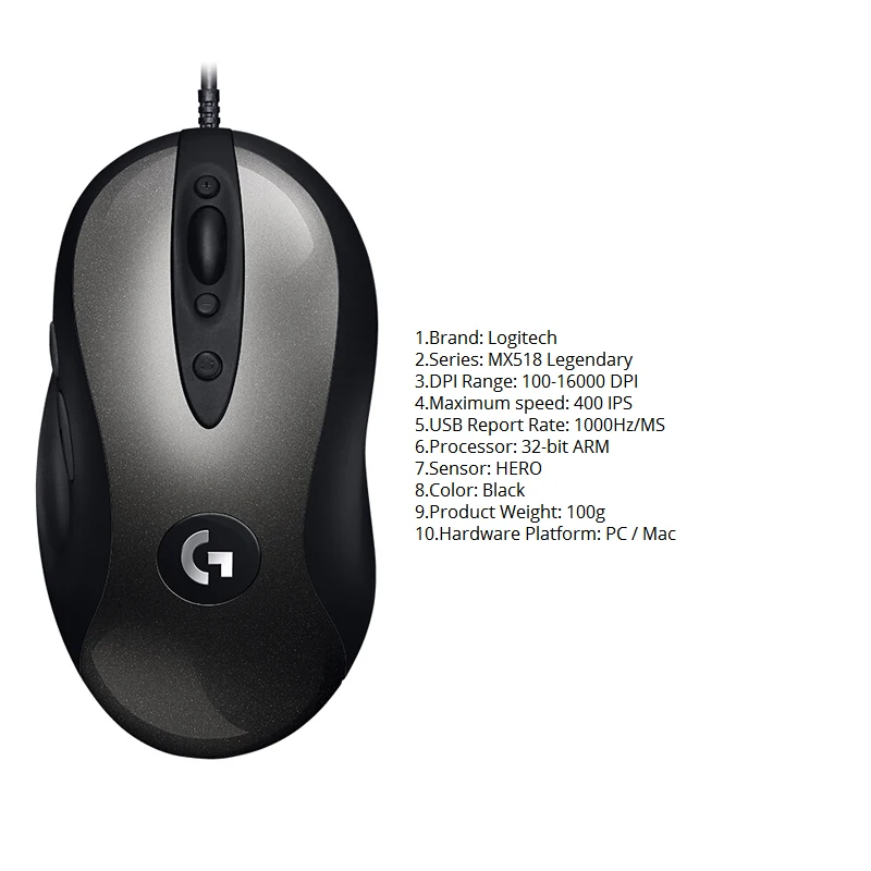 Оригинальная мышь logitech G403/G502/MX518/G402/G302/G102/G300s Проводная игровая мышь с поддержкой настольного компьютера/ноутбука Windows 10/8/7