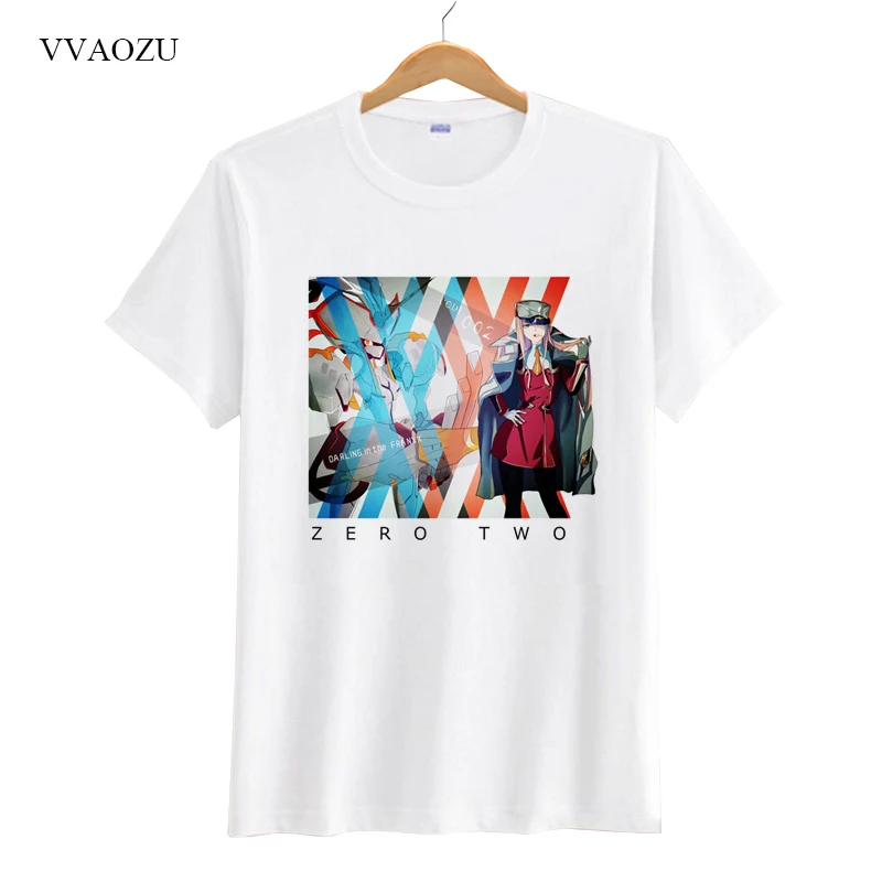 Футболка для косплея аниме Zero Two Darling in the FRANXX топы с коротким рукавом унисекс