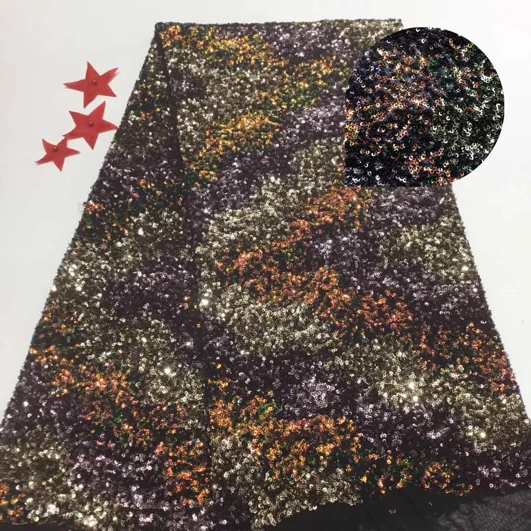 

2019 African lace appliqu wedding dress, Nigerian lace embroidered lace, sequins color African tulle lace T33111