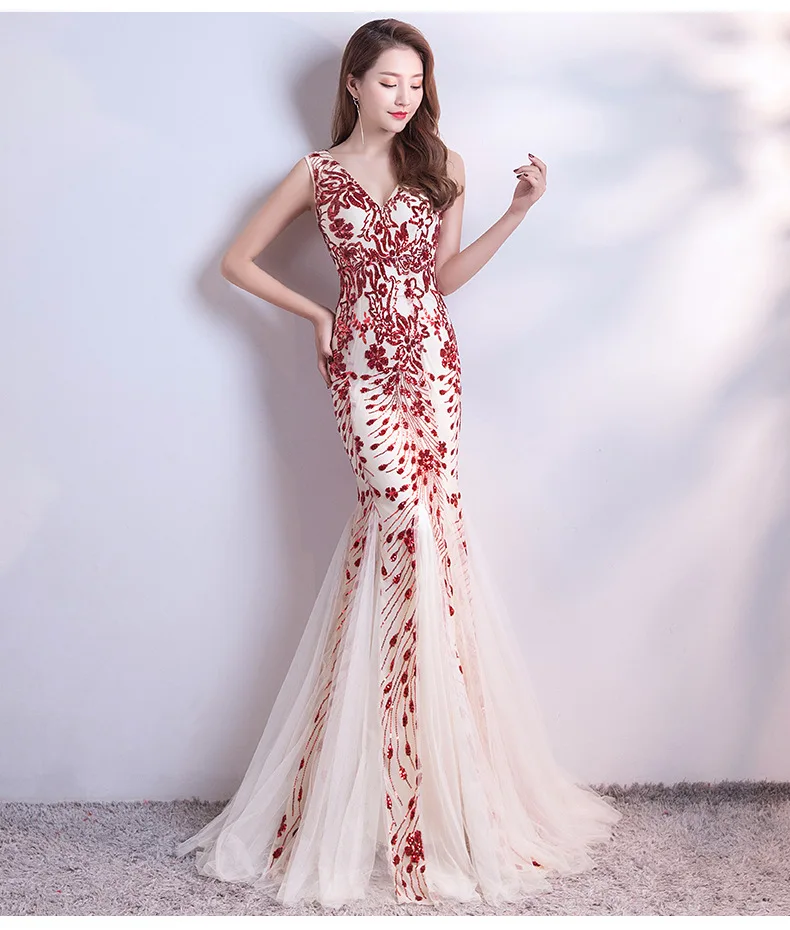 Vestidos длинное вечернее платье с v образным вырезом открытой спиной и блестками для