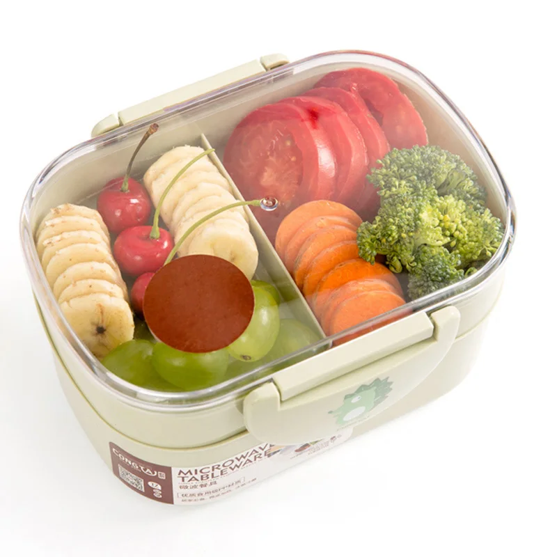

MeyJig Lunch Box Microwave Portable Double Layer Food Container Fruit Storage For Picnic School Office Workers
