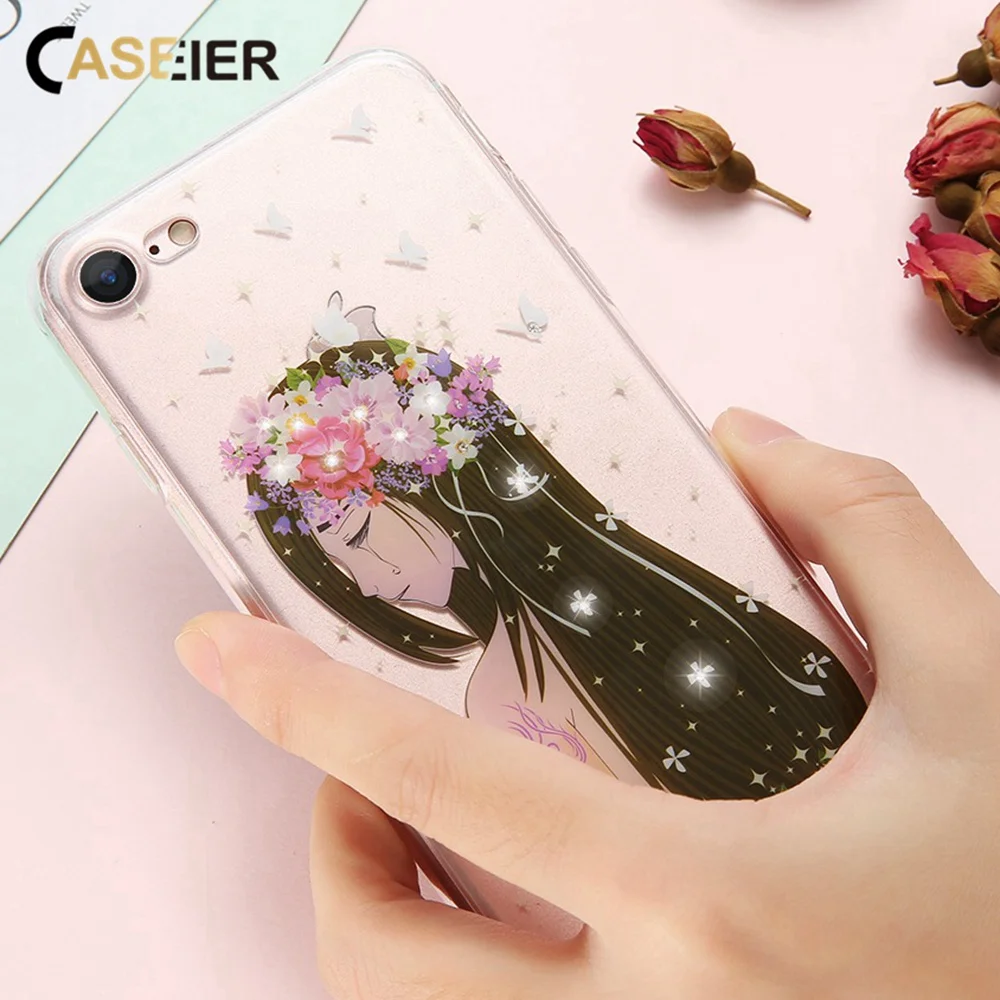 Роскошный чехол caseier для телефона iPhone 6 6s Plus силиконовый с рисунком 5 5S se блестящий