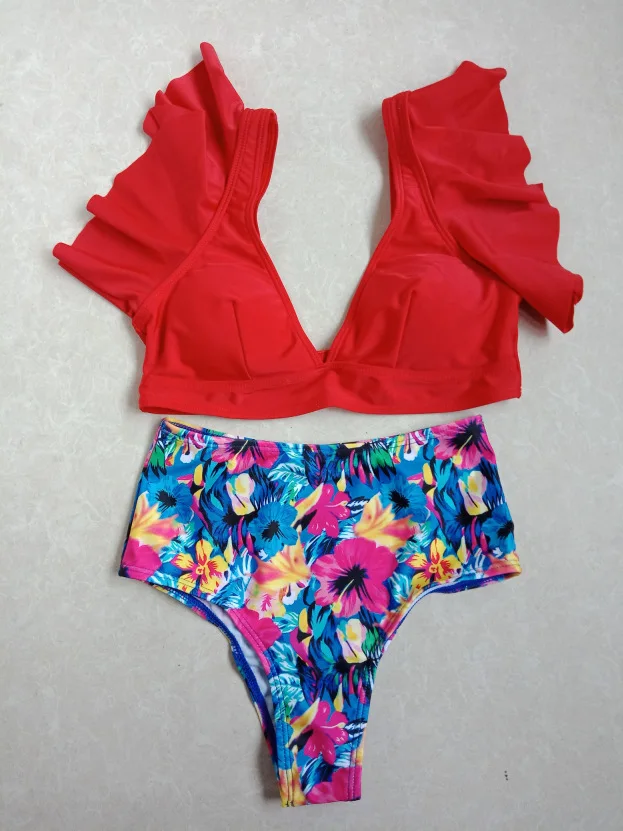 2019 сексуальный бикини Пуш Ап купальный костюм юбка с оборками завышенной талией