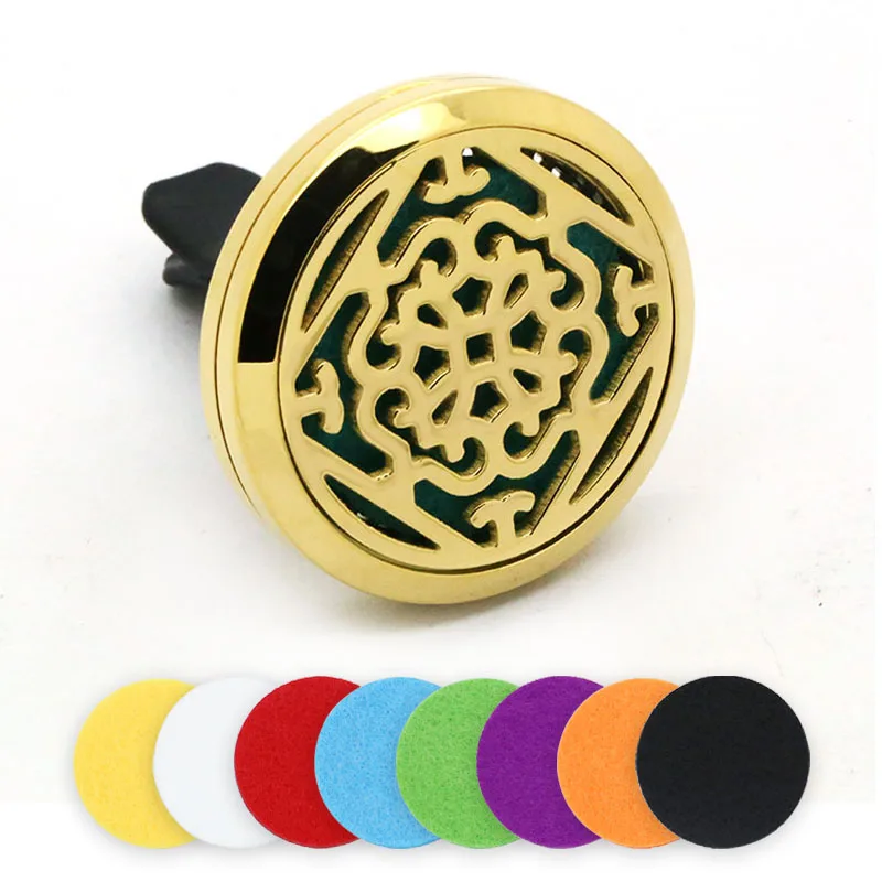 

BOFEE Car Essential Oil Diffuser Locket Vent Clip Aroma Lotus Magnetic Aromatherapy Stainless Steel Perfume Pendant Gift 30mm