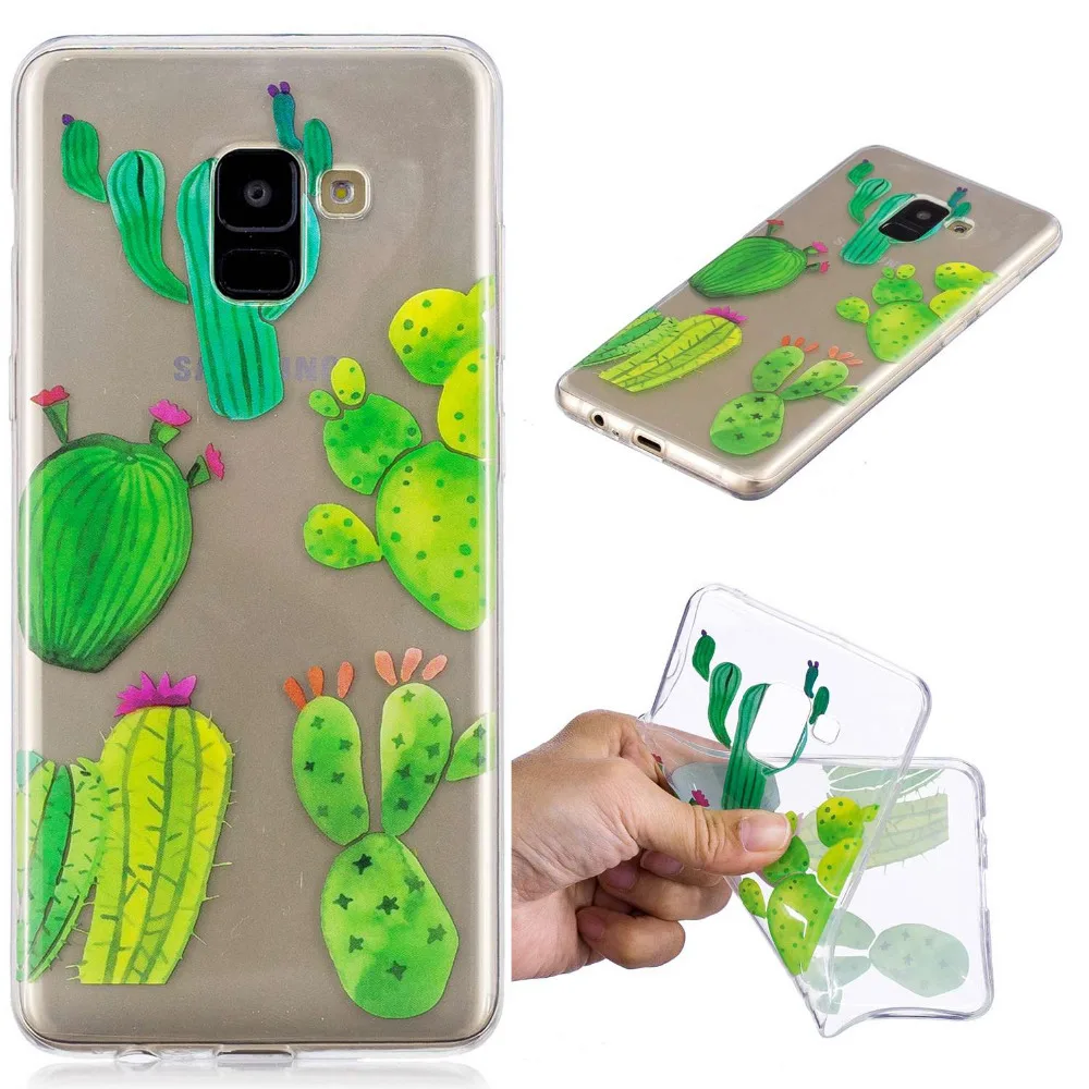 Высокое качество ТПУ IMD чехол для телефона samsung A8 плюс 2018 Пингвин пончик кактус