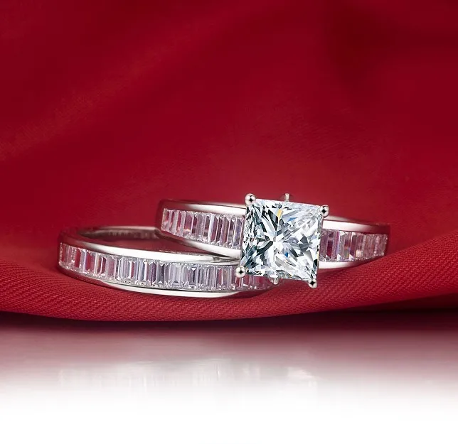 2.5Ct Элегантные Свадебные Кольца с лестницы для женщин синтетические кольца