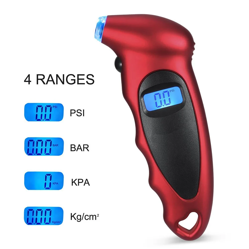 Manómetro Digital de presión de neumáticos, 150 PSI, 4 Ajustes para coche, camión, bicicleta con LCD retroiluminado y agarre antideslizante