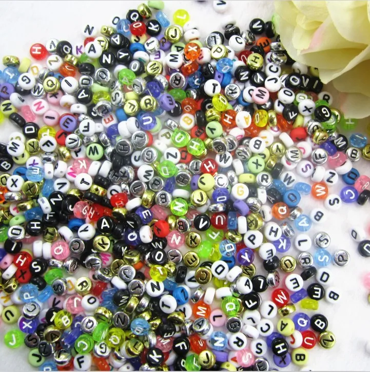 

Wholesale Mixed Alphabet Letter Round Flat Acrylic Spacer Beads 4*7mm 500pcs DIY Bracelet Jewelry Accessories LB-32