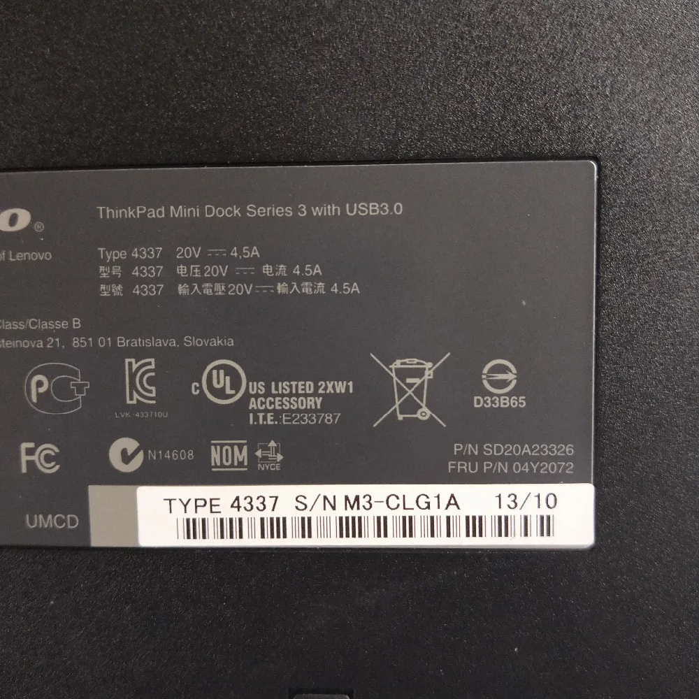 Оригинальная док станция для Lenovo ThinkPad Mini серии 3 с USB3.0 FRU SD20A23326 04Y2072 Type 4337 W/O
