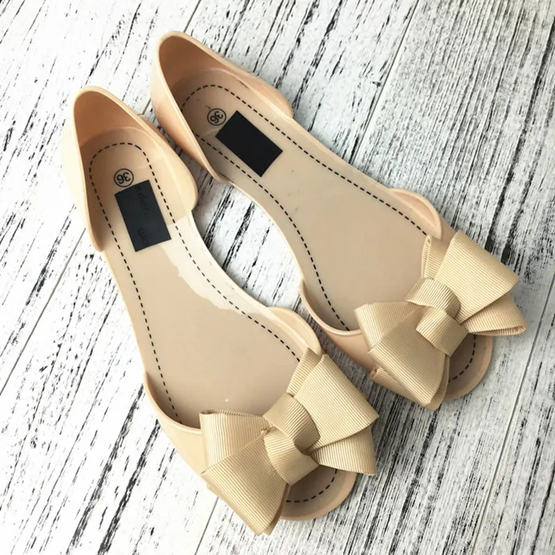 2017 сандалии женские летние Желе обувь случайные плоские с Бабочкой-узел Свет