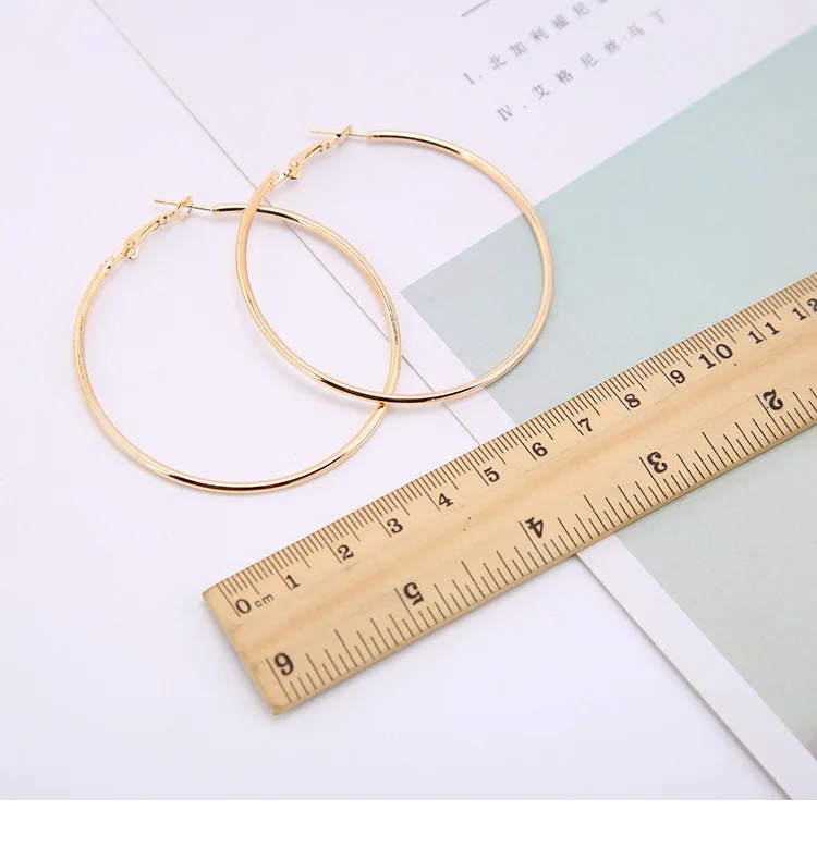 4 размера посеребренные золотые черные простые металлические серьги-кольца для