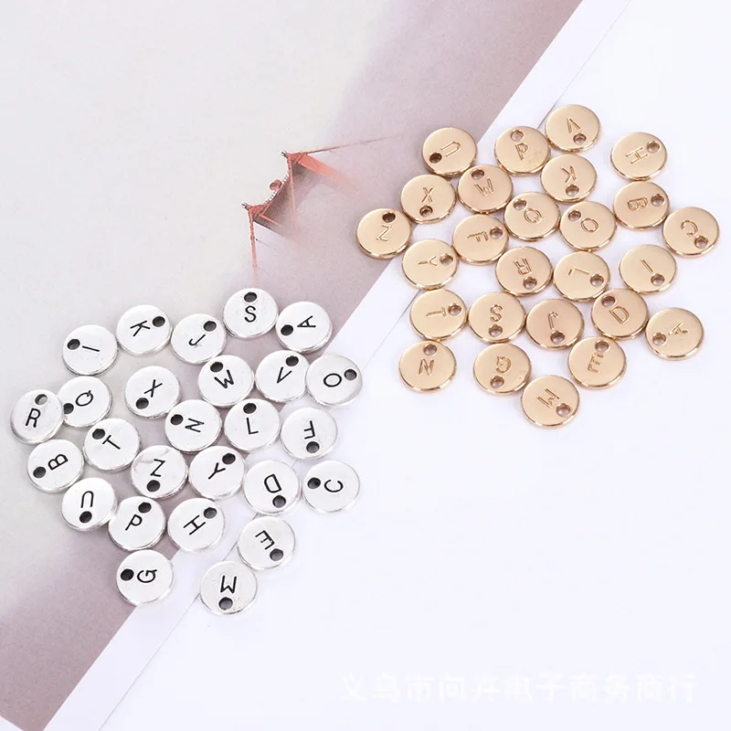 

10MM Rose Gold Silver 26 A-Z Can Choose Pick Letters Double Side Pendant Charms Customized Jewelry Making Accessories