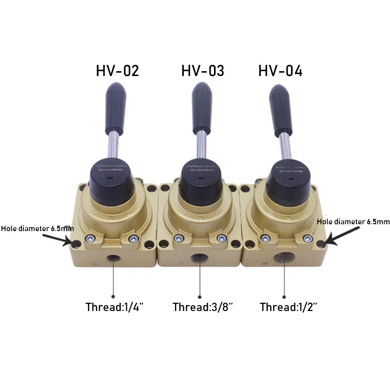 HV-02/03/04/200D 3 Position 4 Way 1/4&quot 3/8&quot1/2&quotThread Hand Lever Operated Pneumatic Valve Rotary Manual Control |