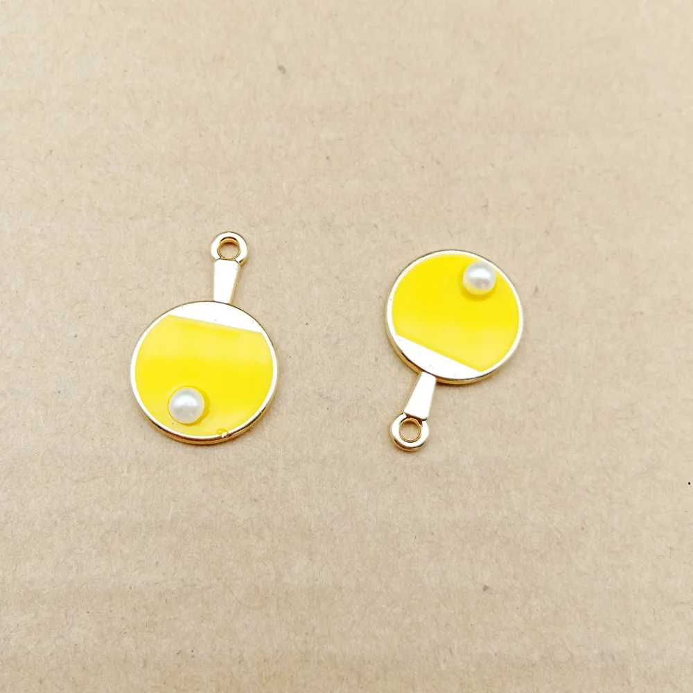 10pcs 23x15mm Enamel jewelry accessories pearl table tennis ball racket charms Earrings Necklace Pendant handmade DIY material | Украшения
