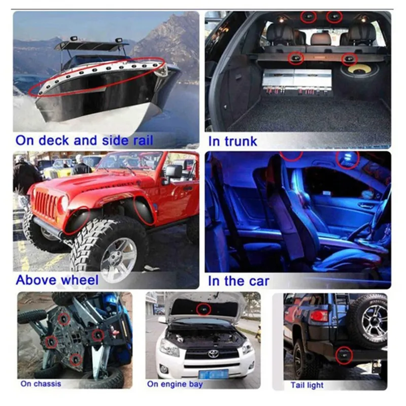 4 шт. 7 цветов Музыка мигающий беспроводной Bluetooth RGB 24LED Offroad рок свет экономия