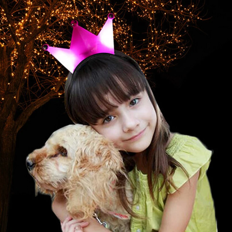 

Kids LED Flash Light Luminous Prince Princess Crown Headdress Birthday Cap Hat Head Hair Hoop Band Party Decoration Toy