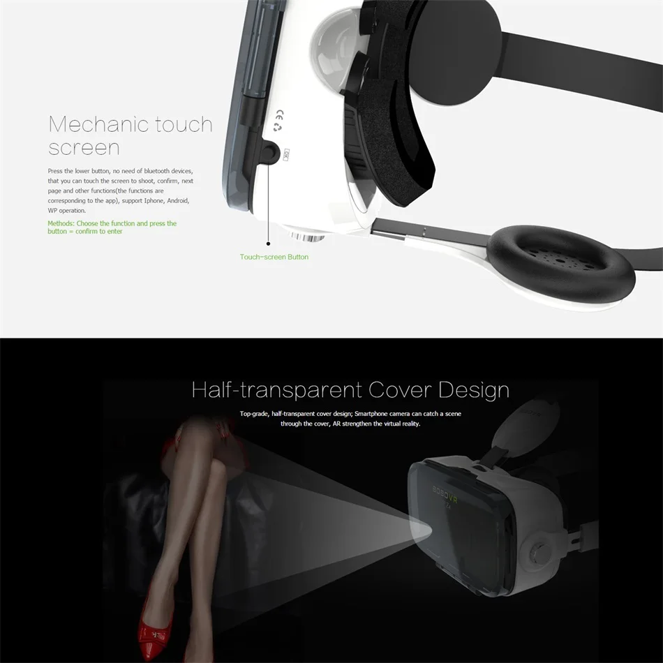 Горячая VR Cardboard BOBOVR Z4 VR Очки виртуальной реальности 360 градусов 3D просмотр захватывающий опыт 4,7 ''-6,2'' смартфон