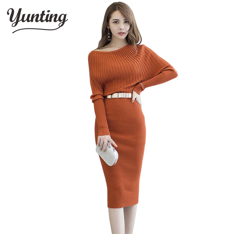 

Женское трикотажное платье-свитер, облегающее эластичное плотное платье-карандаш, Осень-зима 2019