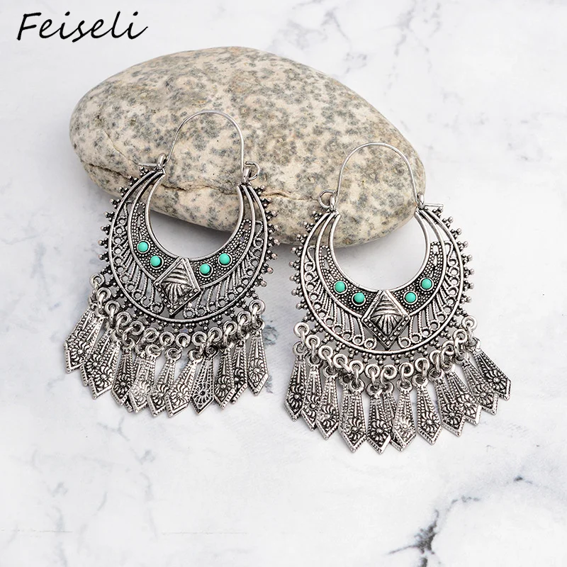 Feiseli женские свисающие серьги с кисточками золотого и серебряного цвета