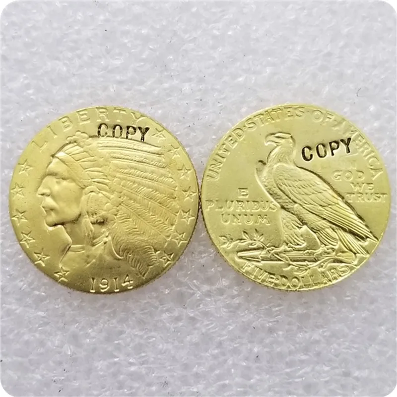 США 1914 P D S $5 индийская голова четверть орел золотые монеты копия