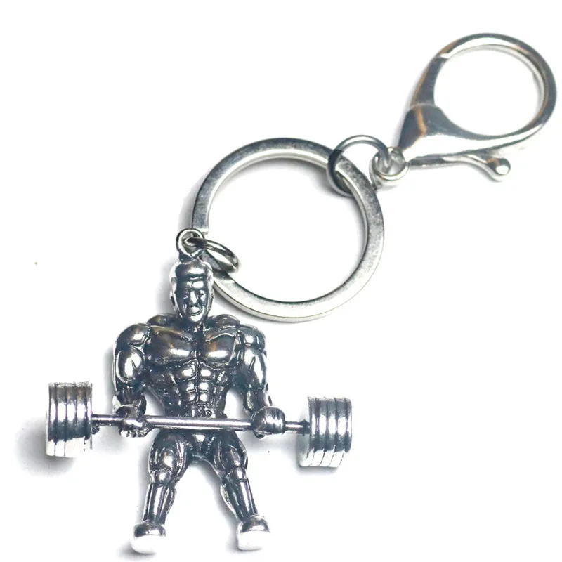 

Lifting Barbell Key chains Ring Fitness Sports Dumbbell Bodybuilding Workout Muscle For Male Women Car Wallet Hip Hop Jewelry