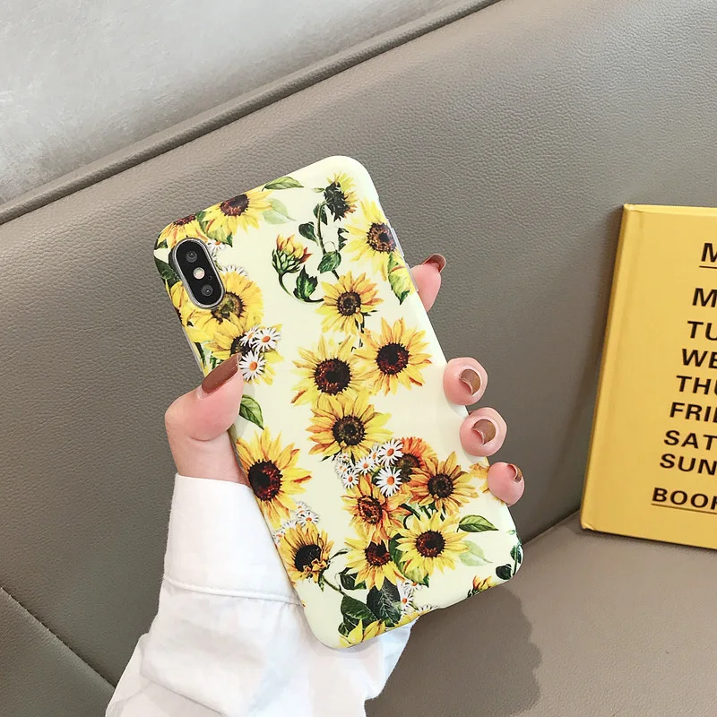 Защитный чехол для мобильного телефона с изображением подсолнуха iPhone 6 S 7 8 Plus