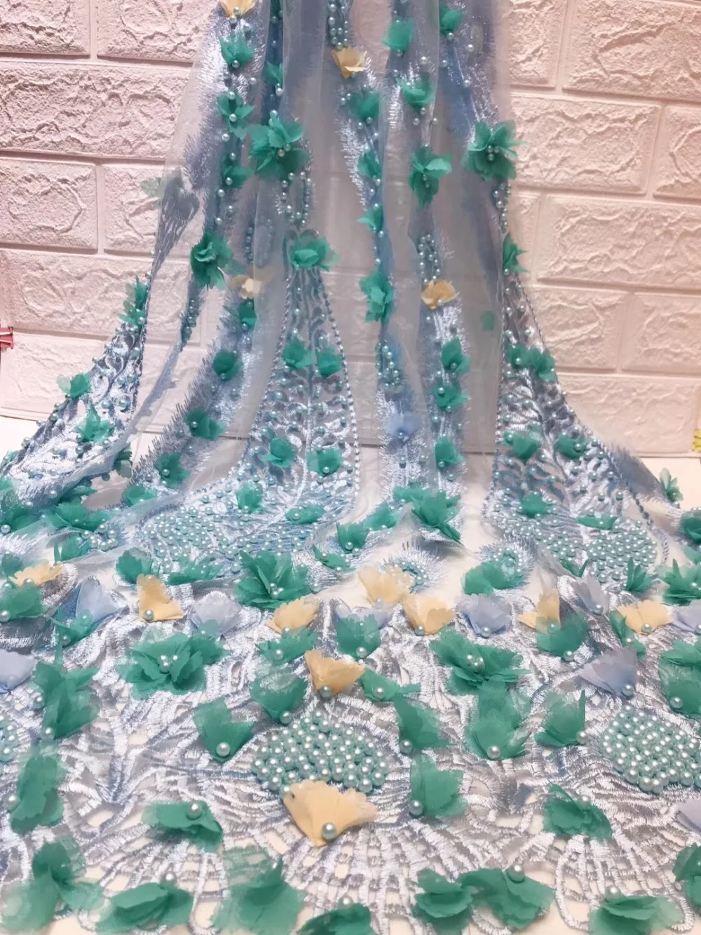 

African 3D Lace Fabric 2018 High Quality Lace Material Embroidery Nigerian Lace Fabric With Sequins French Lace Fabric CHY992