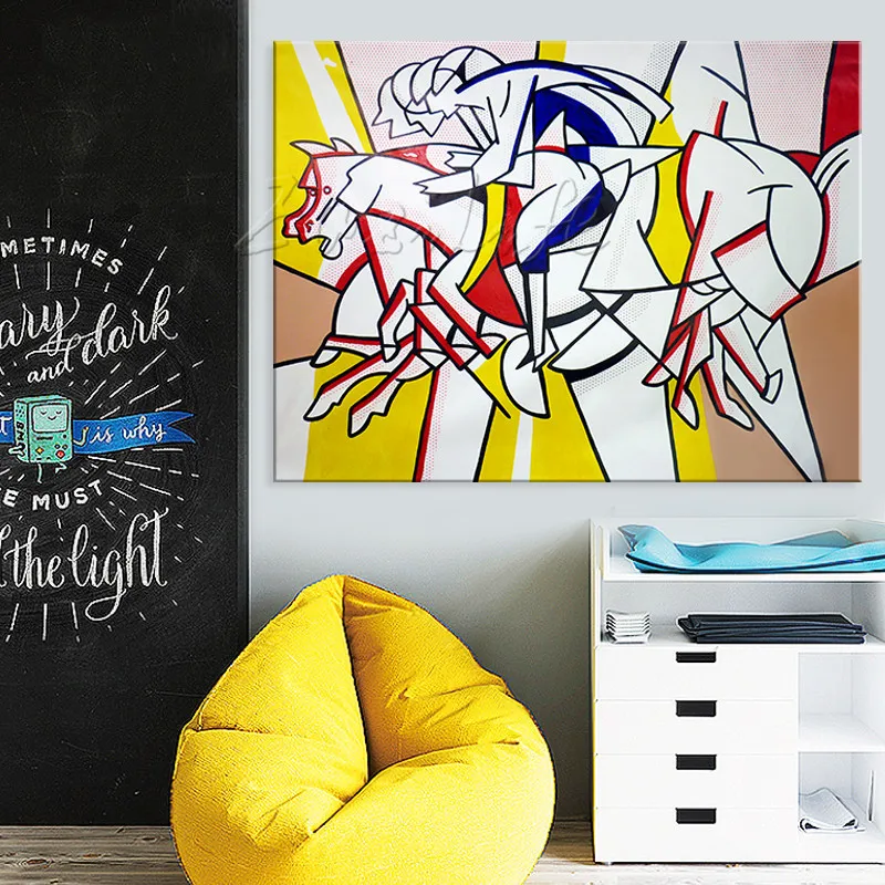 Рой Лихтенштейн поп художественная акриловая живопись на холсте красная лошадь