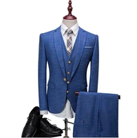 mens suits 2019 british style mens fashion wool leisure high quality single button wedding suitsjacketvestpantsterno