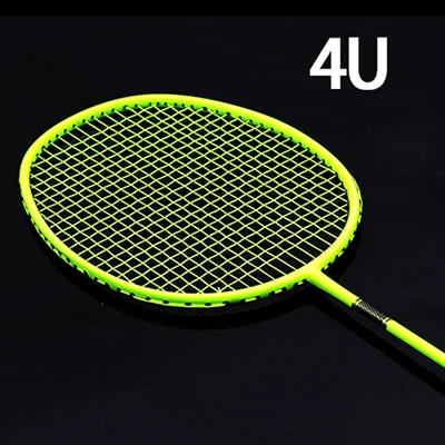 1 Piece Professional 4U 5U Full Carbon Badminton Rackets Offensive Ultralight Training Racket Strings Super Force Raquete Padel - Цвет: 4u Green