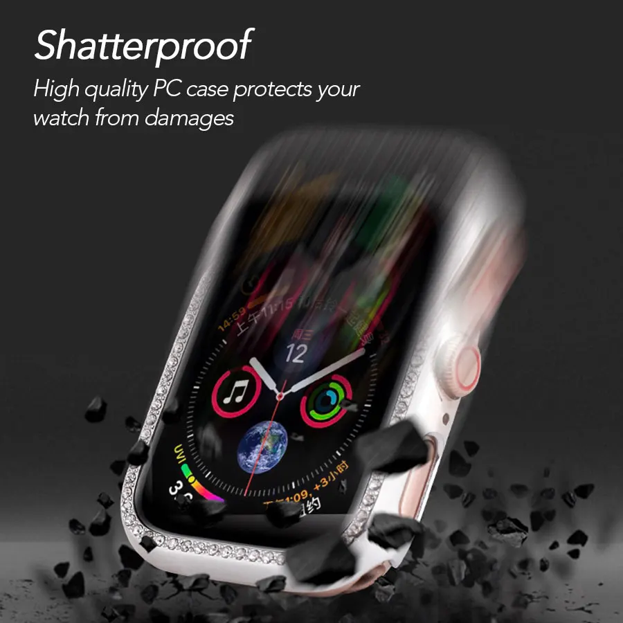 Кристальный бампер защитный чехол для Apple Watch 38 мм 44 Алмазный поликарбонатный