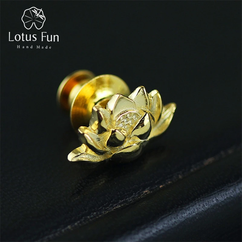 Женская Брошь значок Lotus Fun Винтажная брошь ручного изготовления из настоящего
