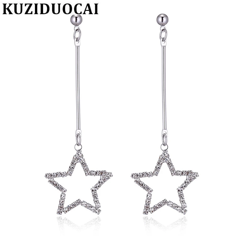Женские серьги гвоздики Kuziduocai из циркония с геометрическим узором и звездами E