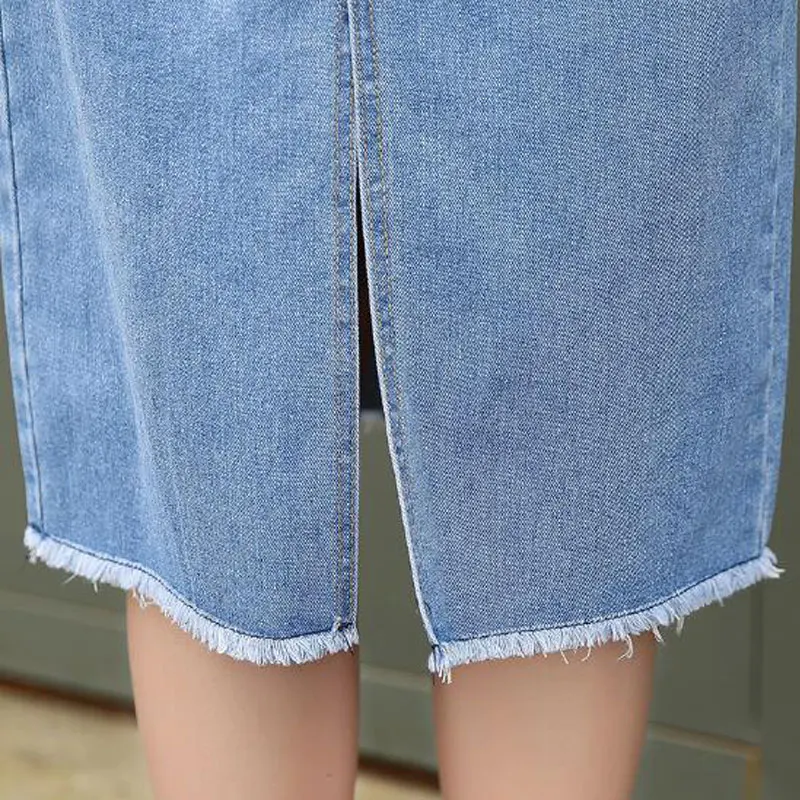 Юбка женская летняя длинная с высокой талией из джинсовой ткани S XXL|skirt spring|denim