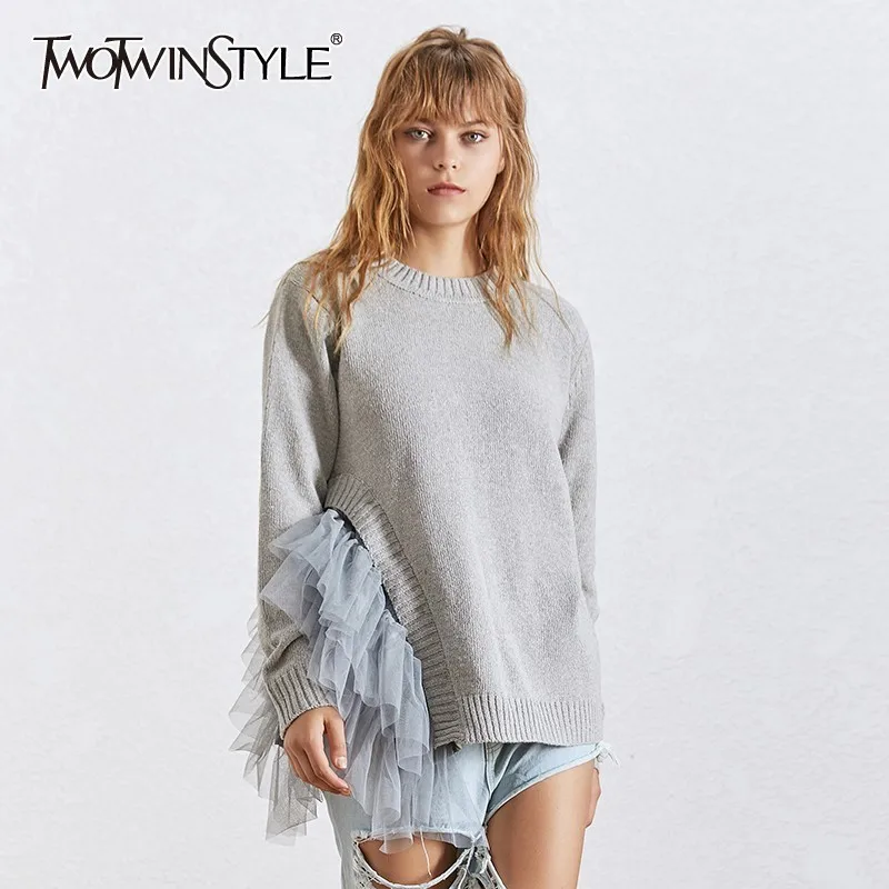 Свитер TWOTWINSTYLE вязаный с длинным рукавом | Женская одежда