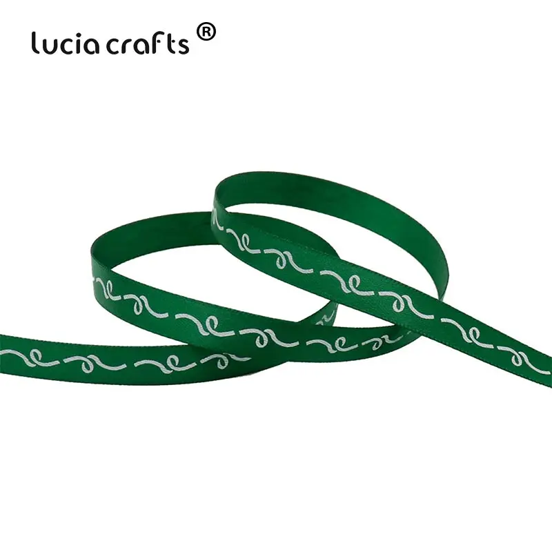Lucia crafts 5 ярдов/12 ярдов 10 мм печатные рождественские корсажные/атласные ленты DIY рождественские вечерние упаковочные материалы T0502