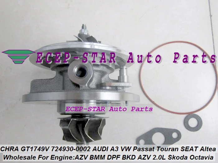 Бесплатная доставка картриджа Turbo CHRA GT1749 724930 -5008С -0002 -0004 -0006 Для AUDI A3 VW Touran BKD AZV