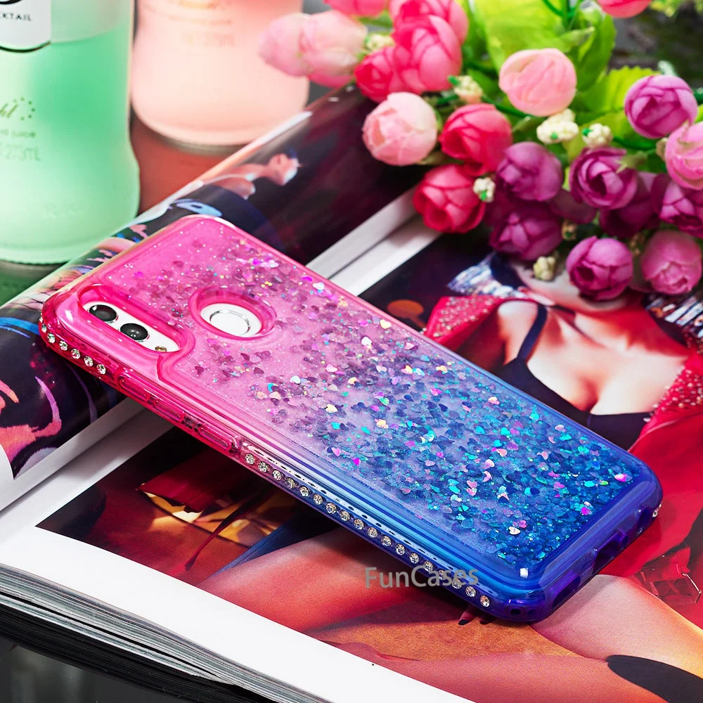 Жидкий блеск чехол для телефона huawei P Smart 2019 силиконовый Мягкий ТПУ зыбучий песок