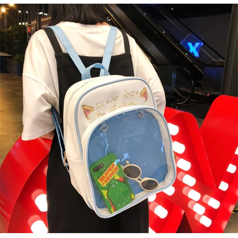 Kawaii корейский милый кот прозрачный рюкзак 20 см кукла Ita сумка Harajuku школьные сумки