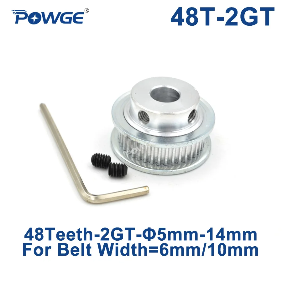 POWGE GT 48 зубов 2 м 2GT зубчатый шкив Диаметр 5/6/6,35/7/8/10/12/14 мм для GT2 зубчатый ремень высокое качество, шириной 6/10 мм колеса 48 зубьев-48 T