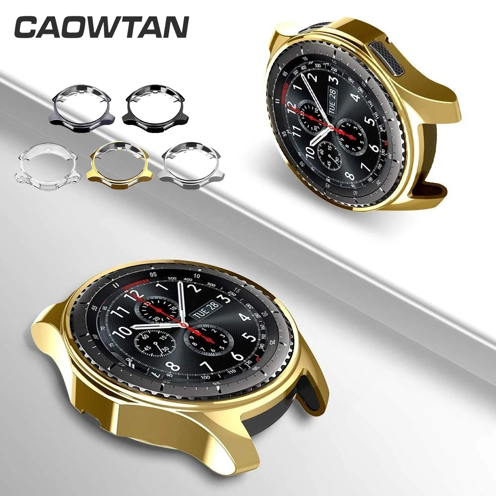 Часы чехол для Samsung Gear s3 часы 46 мм мягкий ТПУ покрытием по всей поверхности экрана