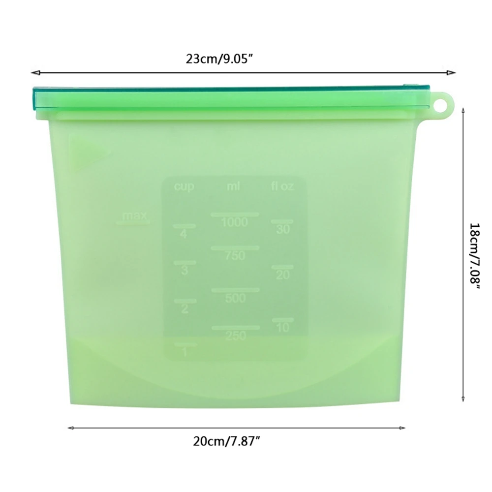

4pcs/set Reusable Silicone Vacuum Seal Food Fresh Bag Fruit Meat Milk Storage Containers Refrigerator Bag Ziplock Organizer