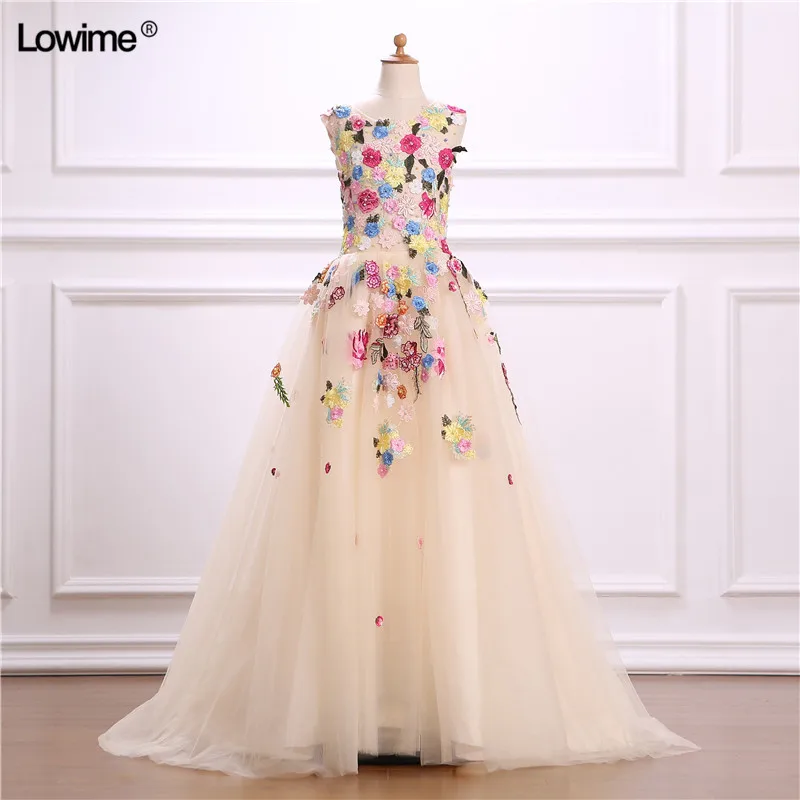 Платье принцессы Шампань ТРАПЕЦИЕВИДНОЕ с цветами и жемчугом|Платья на