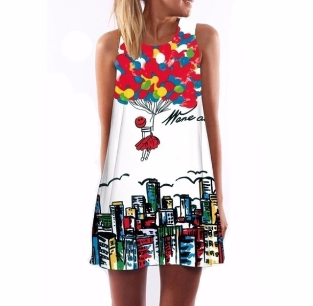 Drop 2017 Горячее предложение Новые разноцветные платья без рукавов с цветочным