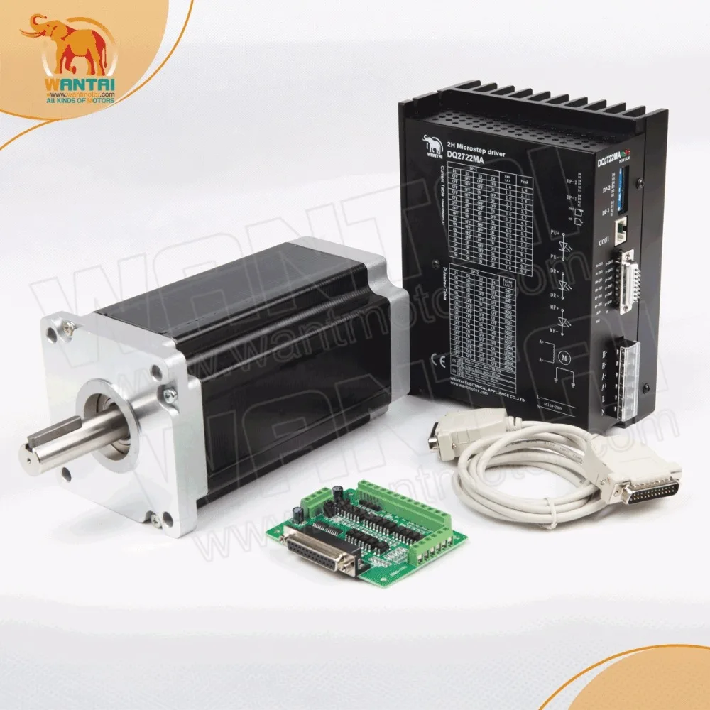 Дешевый ЧПУ! Wantai 3 оси Nema 42 Шаговый двигатель 110BYGH99 001 1700oz in + Драйвер DQ2722MA 220V 7.0A 300