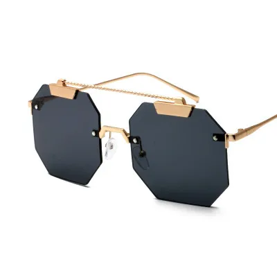 C4 Gold.Black HBK женские модные солнцезащитные очки без оправы популярный стиль ретро полигон солнцезащитные очки прозрачные очки для мужчин и женщин UV400 Oculos - Цвет линз: C4 Gold.Black
