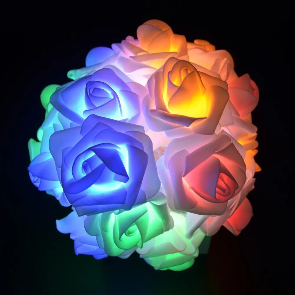 Сказочная лампа открытый цветок розы 20 светодиодных солнечных гирлянд садовые