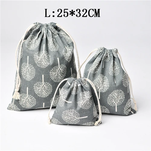 Grey L 1 шт., фруктовая Хлопковая Сумка на шнурке, женская косметичка для путешествий, косметичка, обувь, органайзер для хранения ткани, сумки, маленький кошелек для монет, карман - Цвет: Grey L