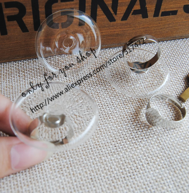 30 комплектов 35 мм большой плоский круглый стеклянный пузырь/стеклянный флакон