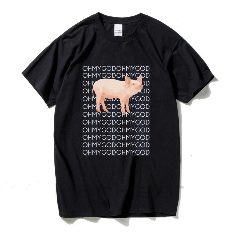 Summer cotton men t shirt Pig oh my god letter print streetwear tshirt men short sleeve harajuku t-shirt Boy Tees Tops